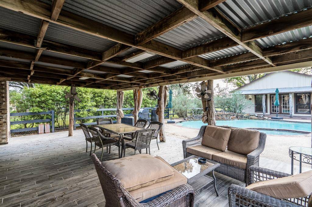 Large covered back patio for watching the fun in the pool.