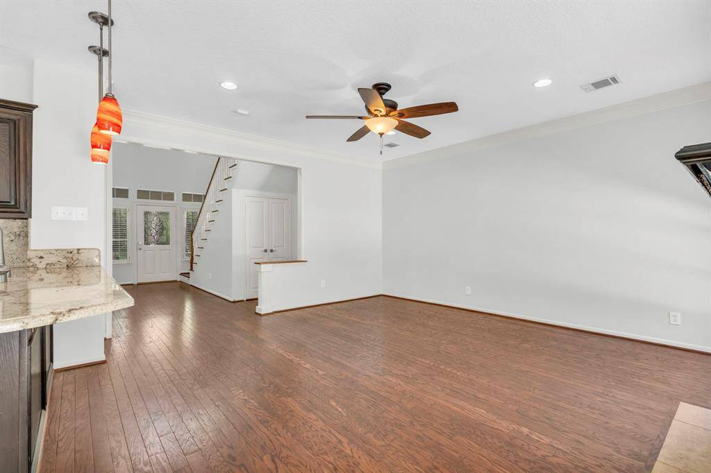 Family Room with engineered hardwoods throughout most of the first floor.