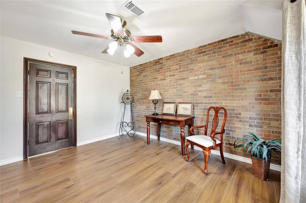 Study/Office with Brick Accent Wall