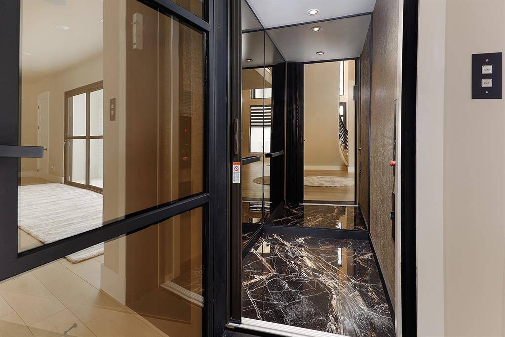 The elevator is a convenient choice, and is oversized to fit several people at once.