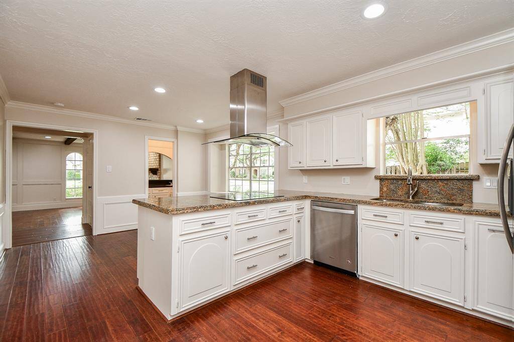 Large kitchen with granite counters, stainless steel applances...