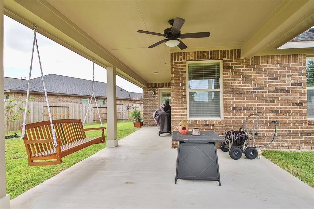 The whimsical porch swing is so charming!