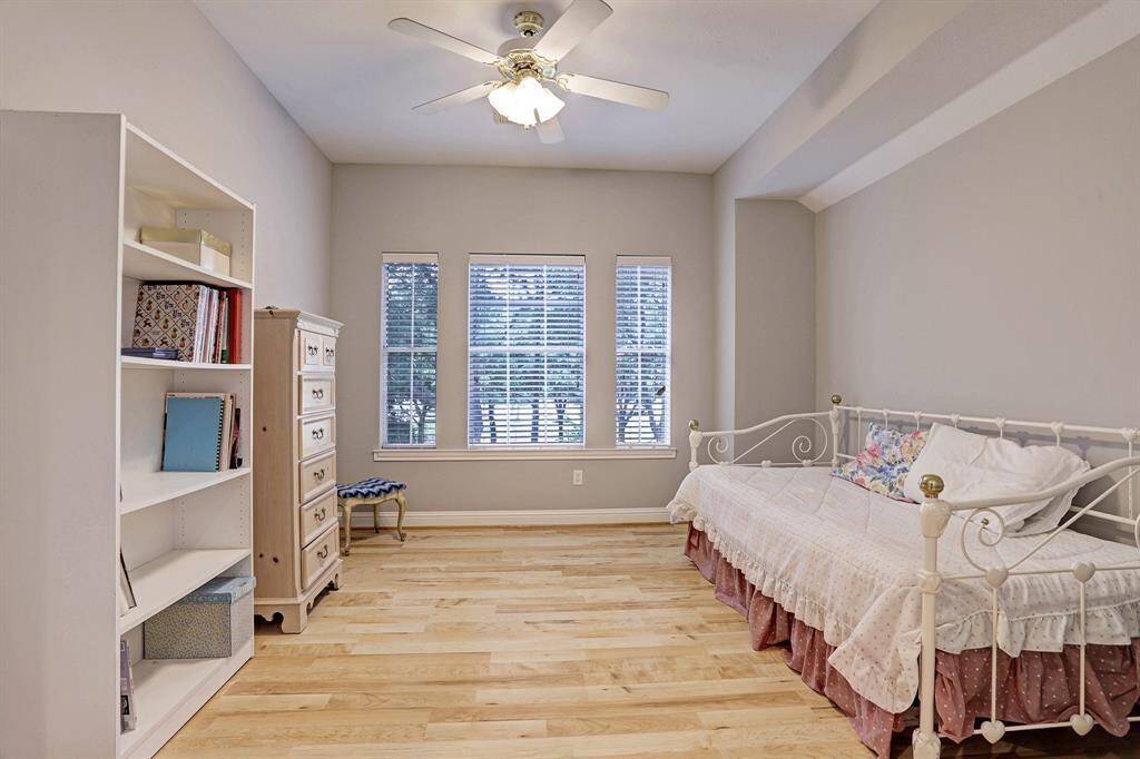 The media room can used as a guest room or play area.