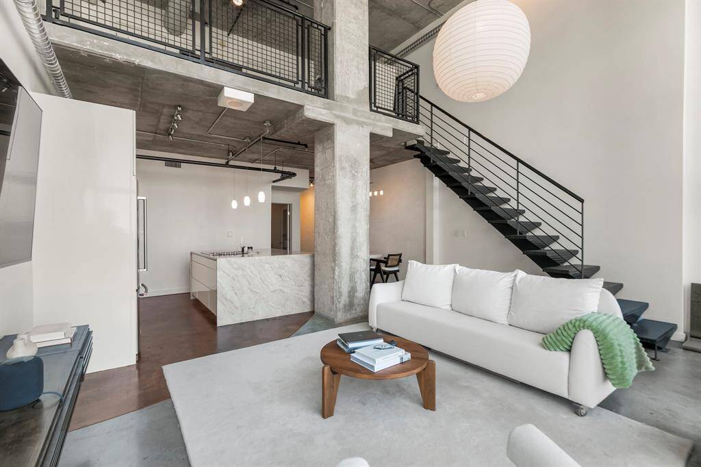 View from living area to upstairs loft.