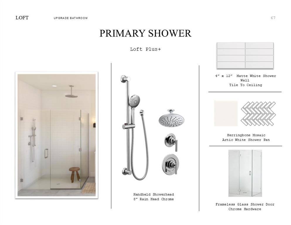 Loft Look Palette 5: Primary Bathroom Selection Sheet (*Artist rendering used for illustration purposes only.)