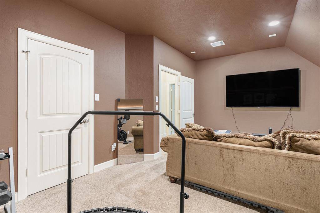 View of the upstairs media room.