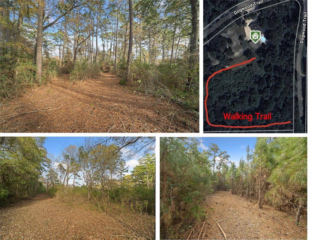 A walking trail leads to the back property line and ends at the creek
