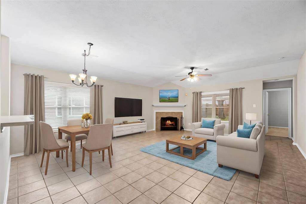 An open floorplan is fantastic for fostering a sense of togetherness and spaciousness in a home. It creates a fluidity between different areas, allowing for easy flow and communication between family members and guests. - virtually staged