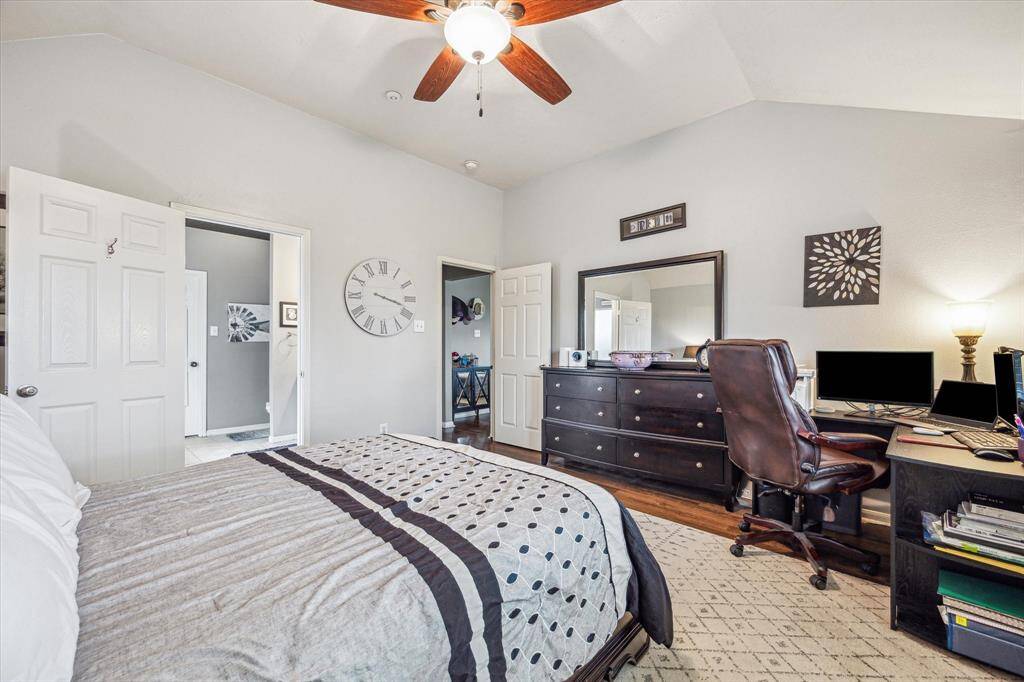 Primary bedroom is situated in the back of the home for added privacy.