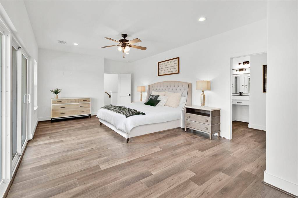 Unwind on your private balcony from the primary bedroom. This is from a previously staged sold home.