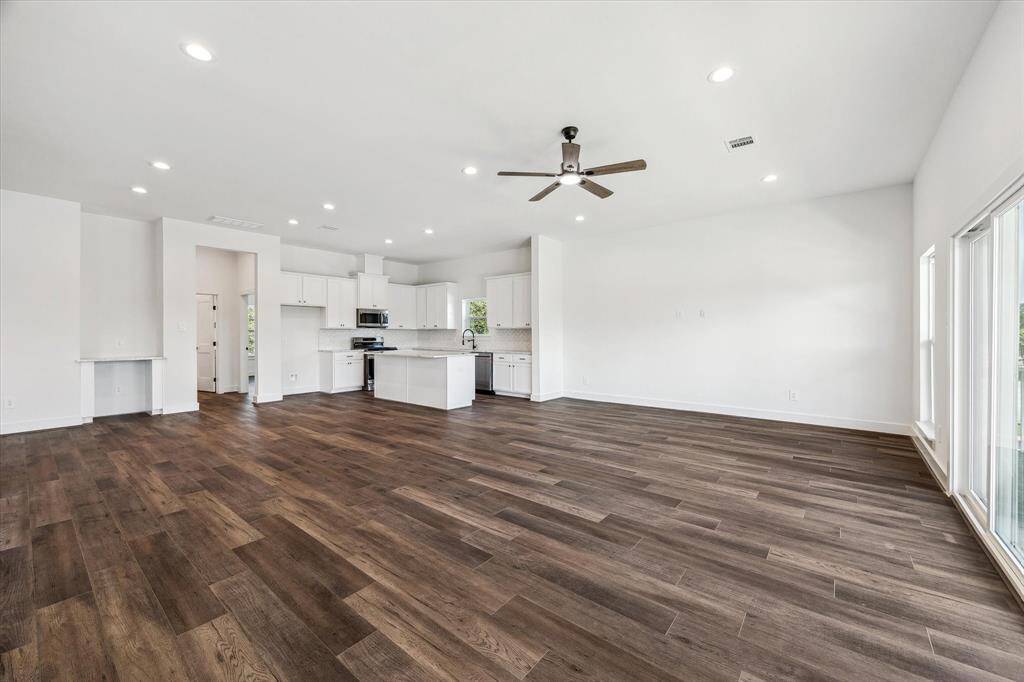 Formal dining area with a wine/beverage nook ready for your beverage refrigerator.