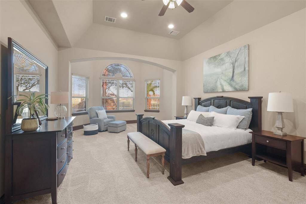 The owners suite is a secluded retreat with a sitting area and its own dedicated AC.