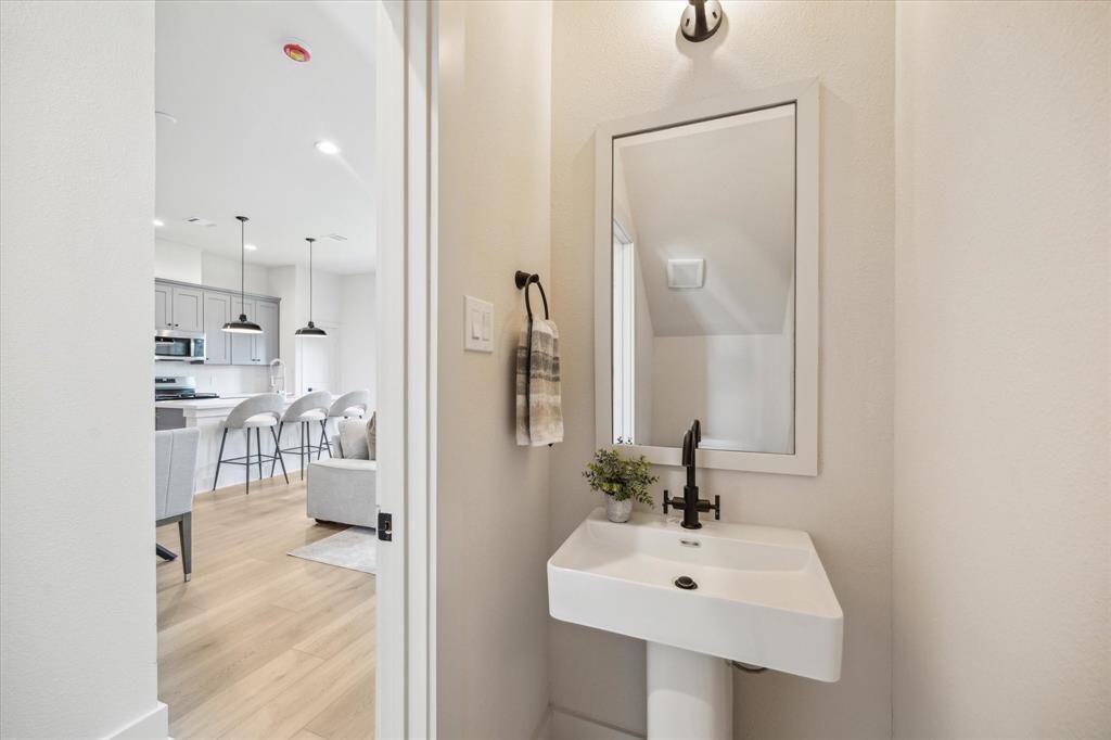 The powder bath is located on the main living floor and perfect for your guests.
