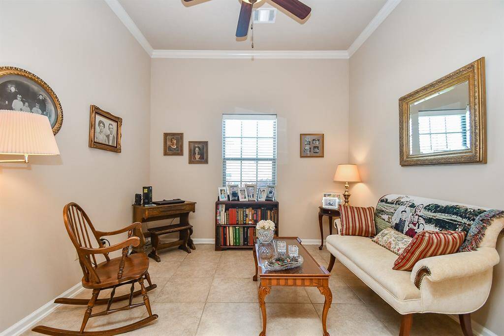 The primary suite is spacious.