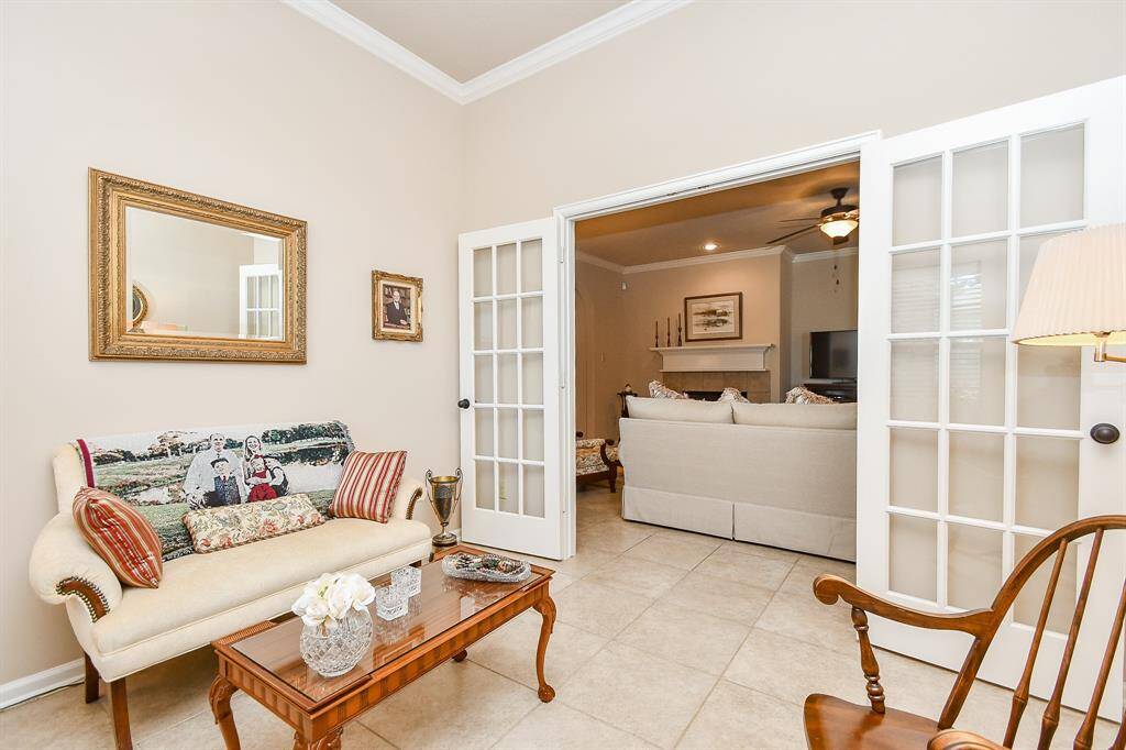 The ensuite bath has a nice vanity area with two sinks, a shower and a walk-in closet.