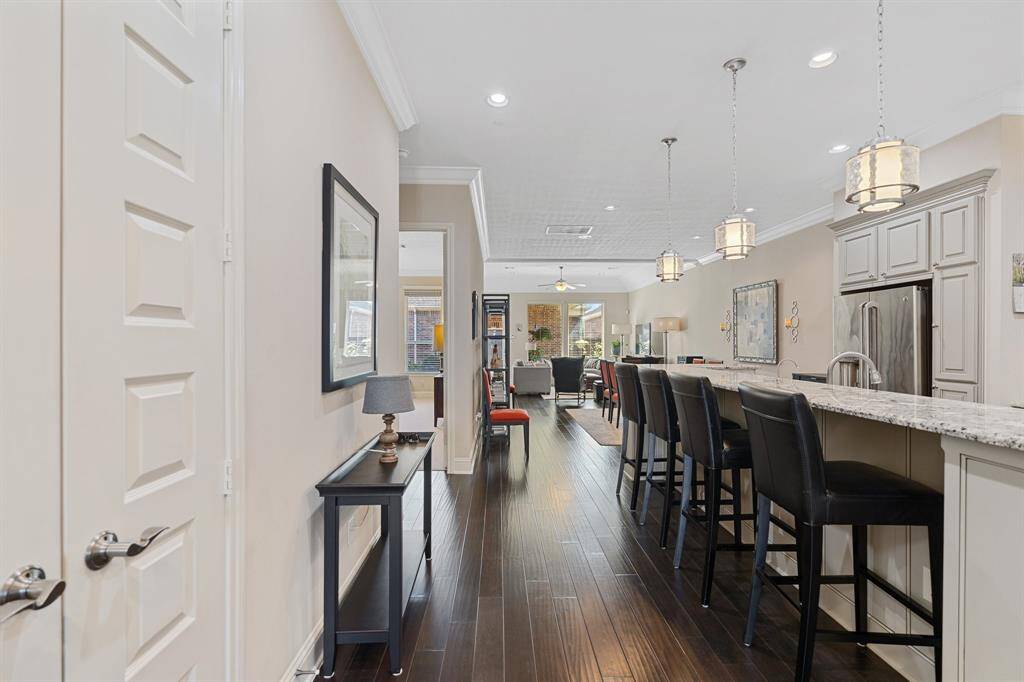 From the entry hallway you can see all of the main living spaces.