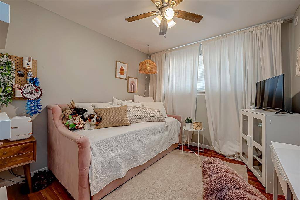 One of two guest rooms with large closets.