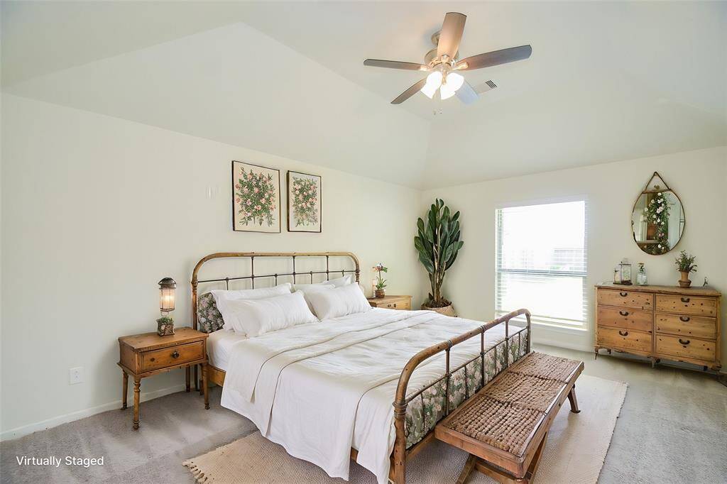 Virtually staged bedroom.