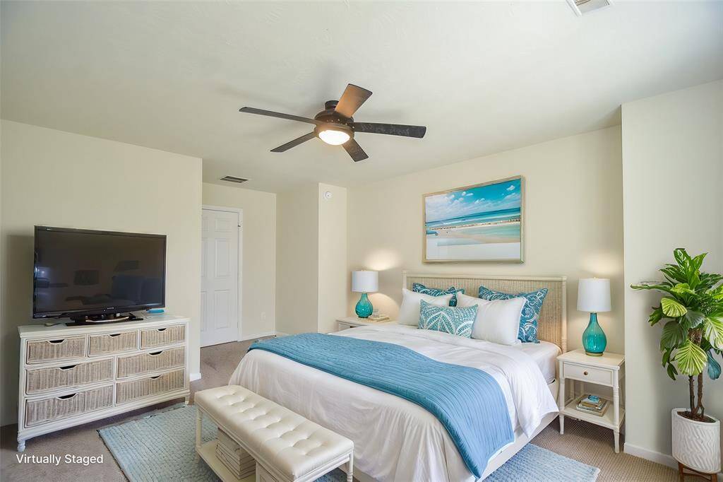 Virtually staged bedroom.