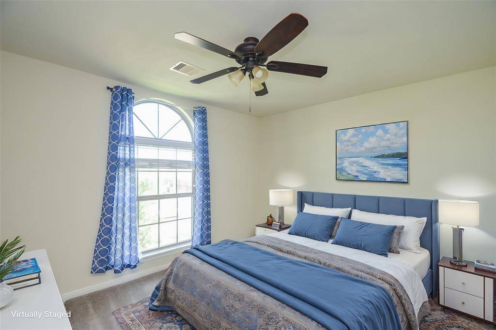 Virtually staged bedroom.