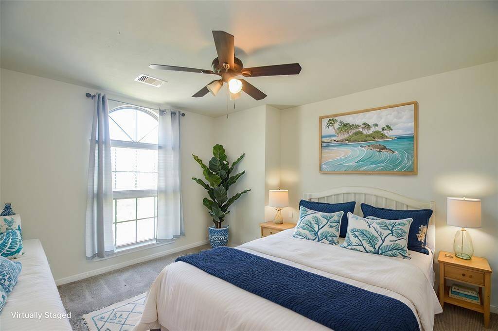 Virtually staged bedroom.