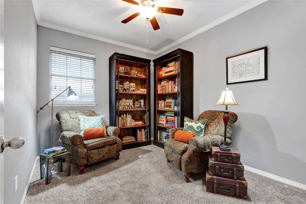 4th bedroom currently utilized as a library