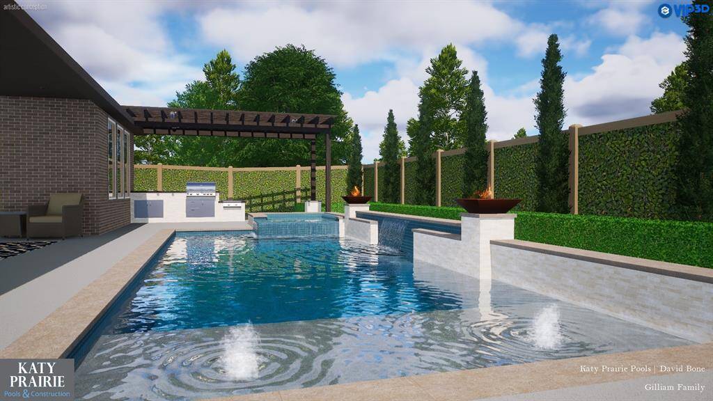 Seller has met with a pool builder and has a the quote and details available to share! Imagine the space you can create in the backyard! It has room for a pool, spa, outdoor kitchen, lounge space, and gazebo, with green space left to enjoy. The sky's the limit! *This photo has been virtually rendered to show the backyard's possibilities.