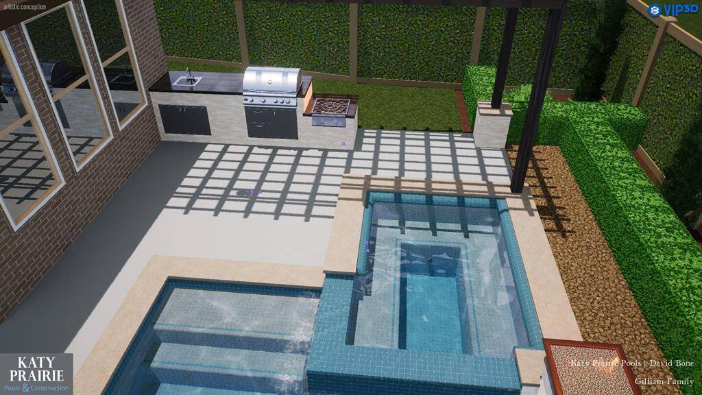 Imagine the space you can create in the backyard! It has room for a pool, spa, outdoor kitchen, lounge space, and gazebo, with green space left to enjoy. The sky's the limit! *This photo has been virtually rendered to show the backyard's possibilities.