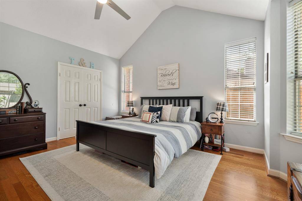 The peaceful color palette is perfect for the primary bedroom.