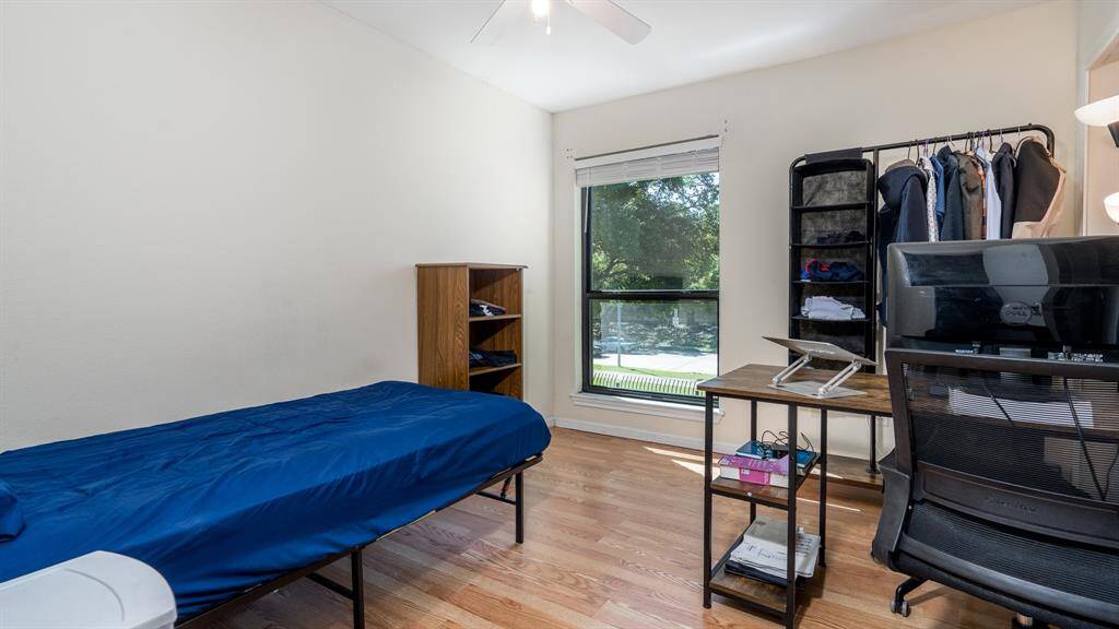 Bedroom #1 with laminate floors.