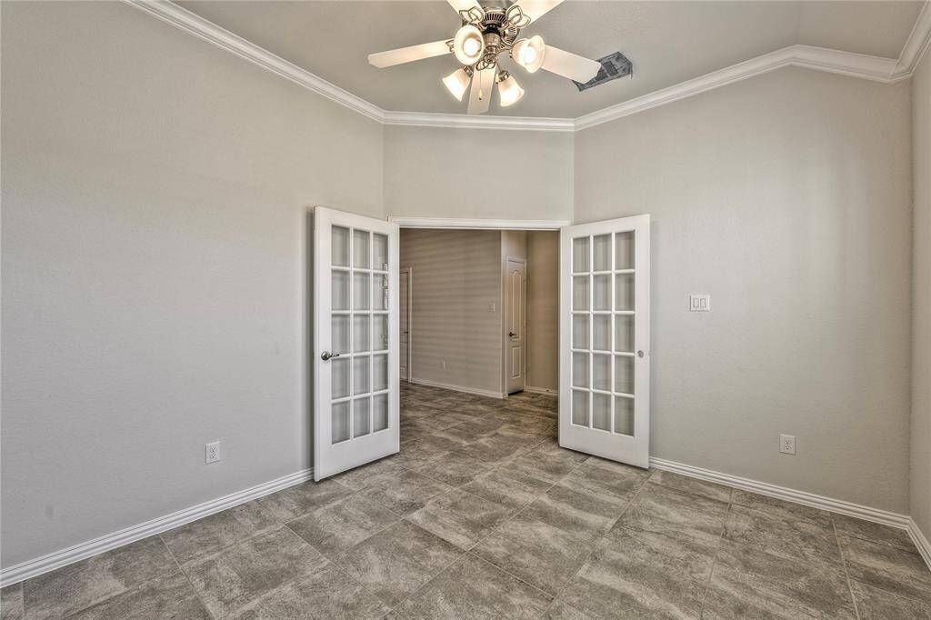 French door study or home office at the front of the home