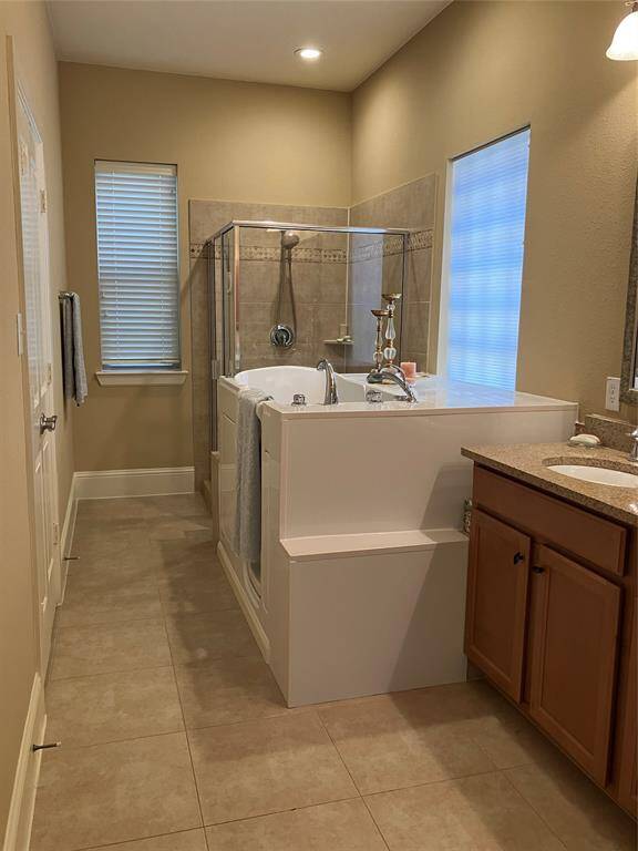 Separate glass shower and new walk-in tub
