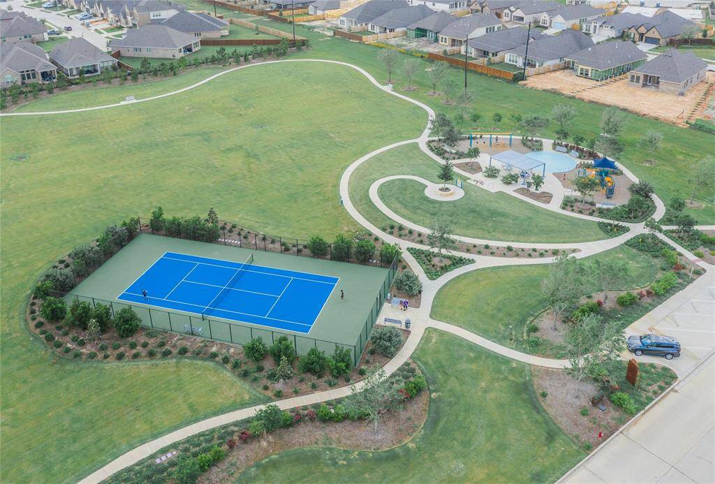 this is the tennis courts, splash pad walking paths, and picnic area