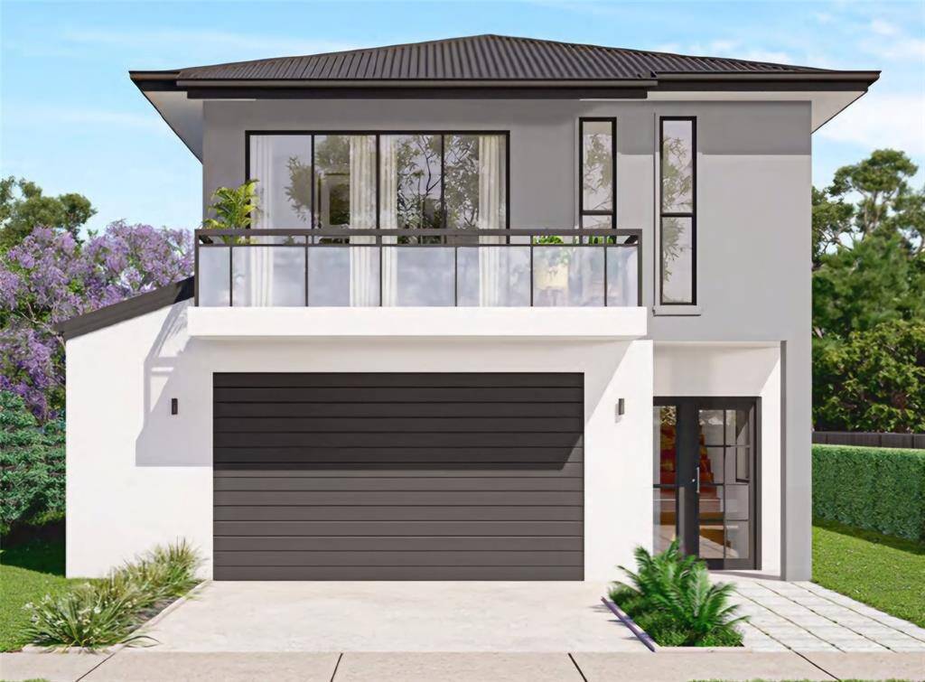 Another idea for a smaller single family home with garage in the front in order to fit this type of home on each  individual lot, providing ideas through renders
