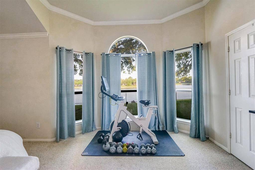 Exercise with beautiful lake view and back yard