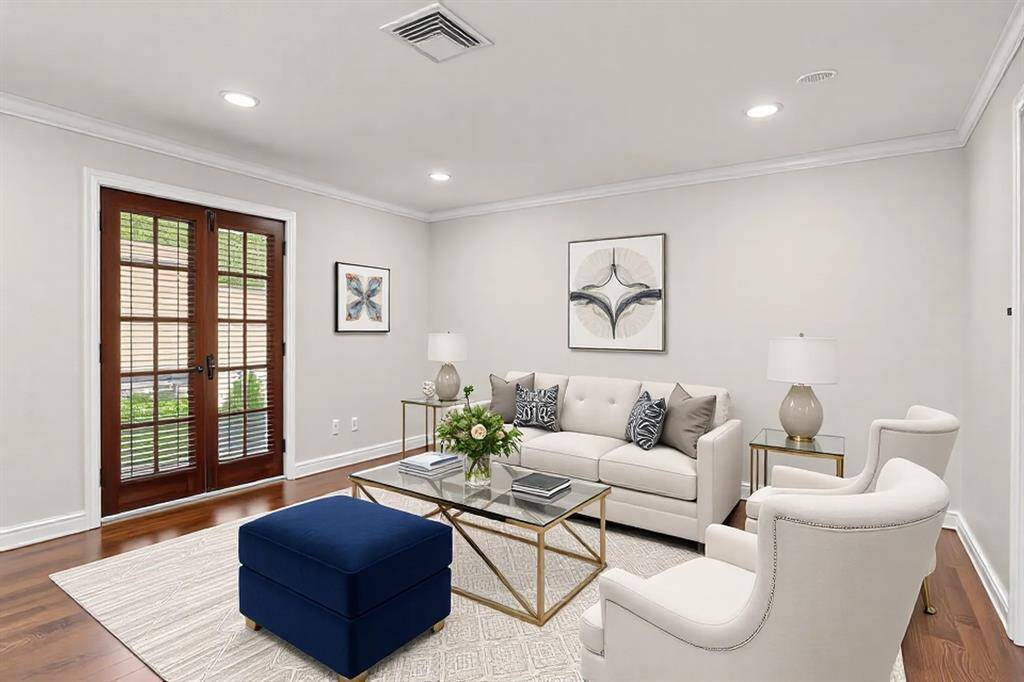 Formal Living with laminate wood flooring