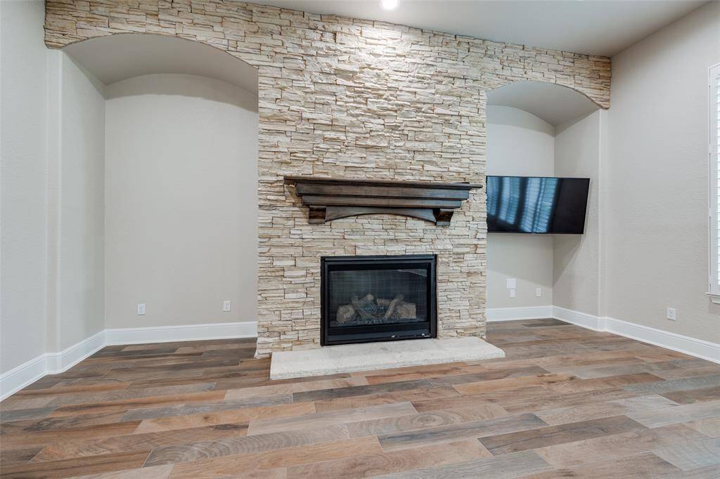 Gas fireplace.