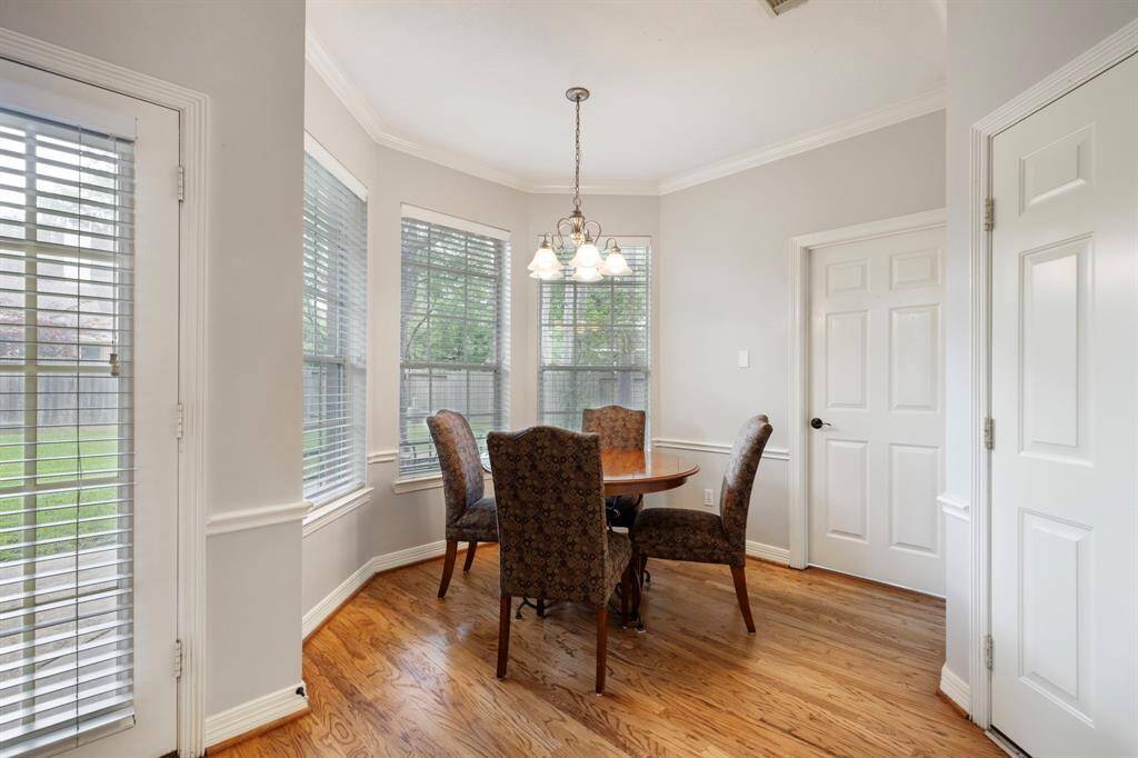The breakfast room overlooks the backyard.