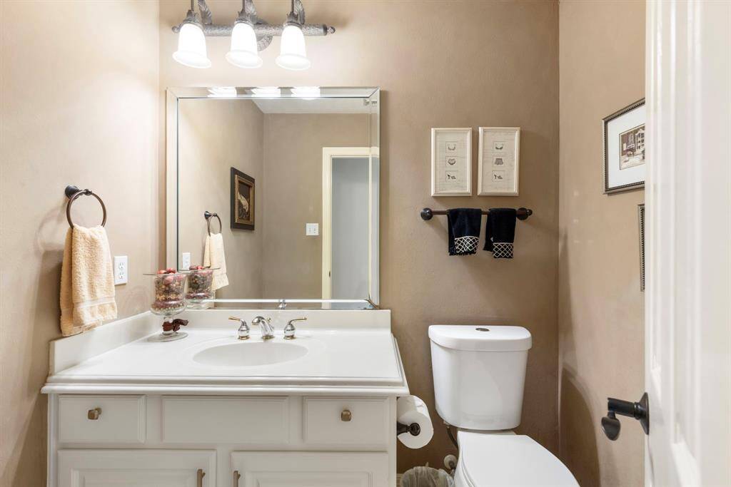 There is a powder room on the first floor.