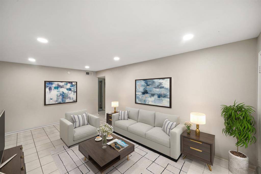 Virtually Staged: This living room is the perfect place to relax and to entertain family and friends as it offers an easy access to your amazing kitchen!