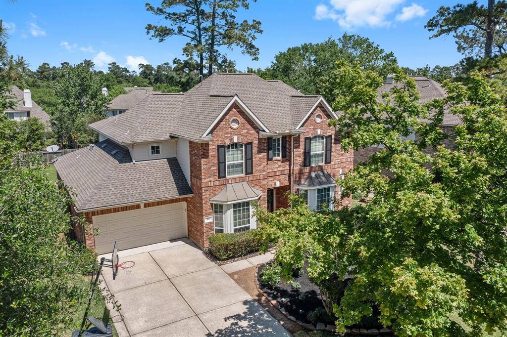 Looking for a spacious 5 bedroom home in Sterling Ridge? Nestled on a quiet street, this immaculate home boasts an open-concept design with a large kitchen, huge family room with remodeled brick fireplace, office, formal dining, spacious primary suite with remodeled bath, and a huge upstairs with game room, 4 additional bedrooms, and 2 full baths. Entertain in the huge yard featuring a covered porch with flagstone flooring, a saltwater pool/spa boasting 3 waterfalls, and a large grassy area for playing.