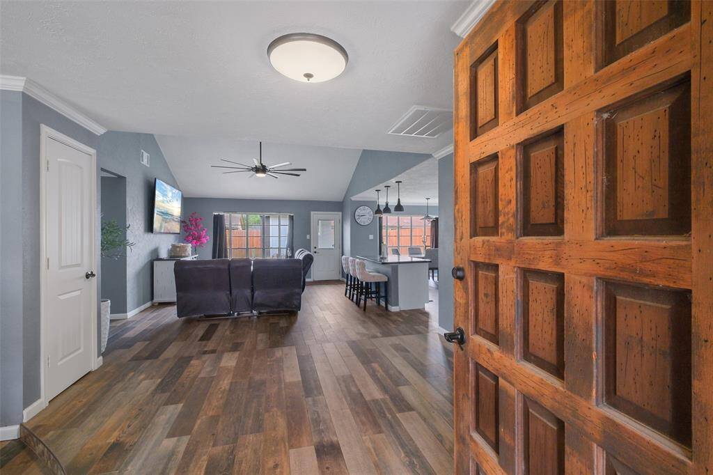 Welcome home! Open-concept layout with rich floors and modern charm throughout.