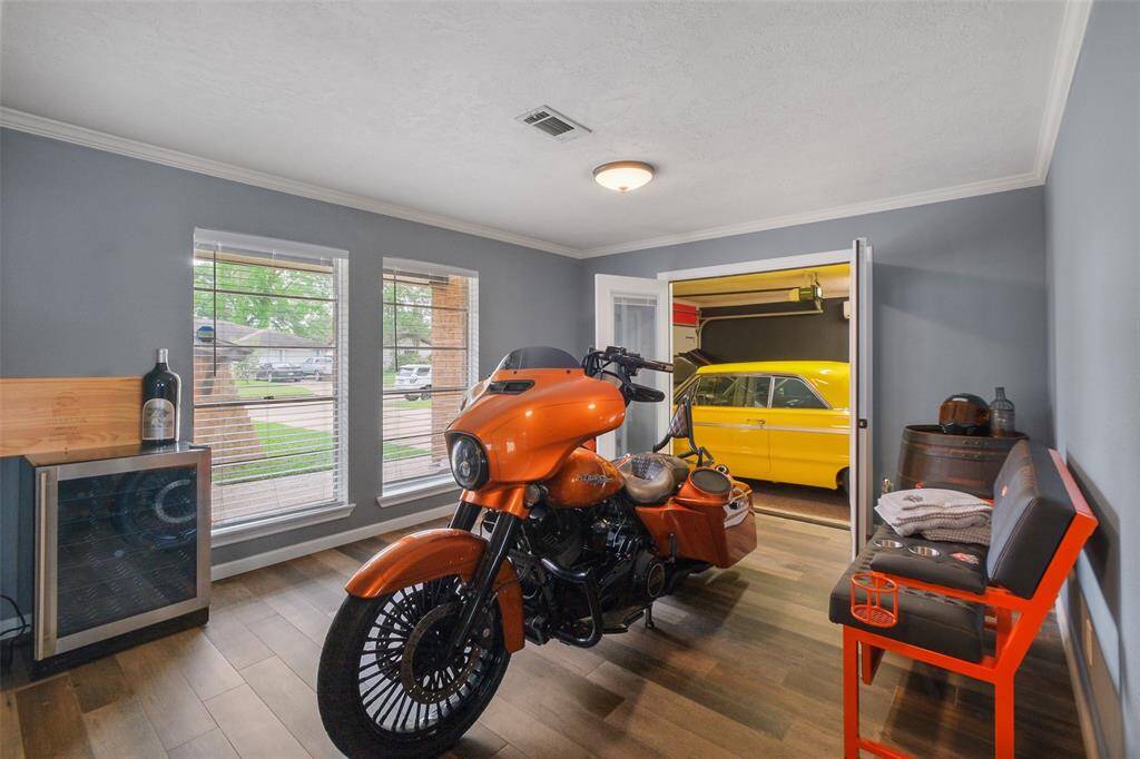 Custom flex space with garage access—your ultimate hangout setup!