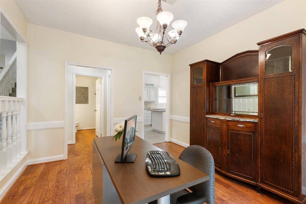 This space is located to the right of the front door once you enter & can be used as a formal dining room or office space.