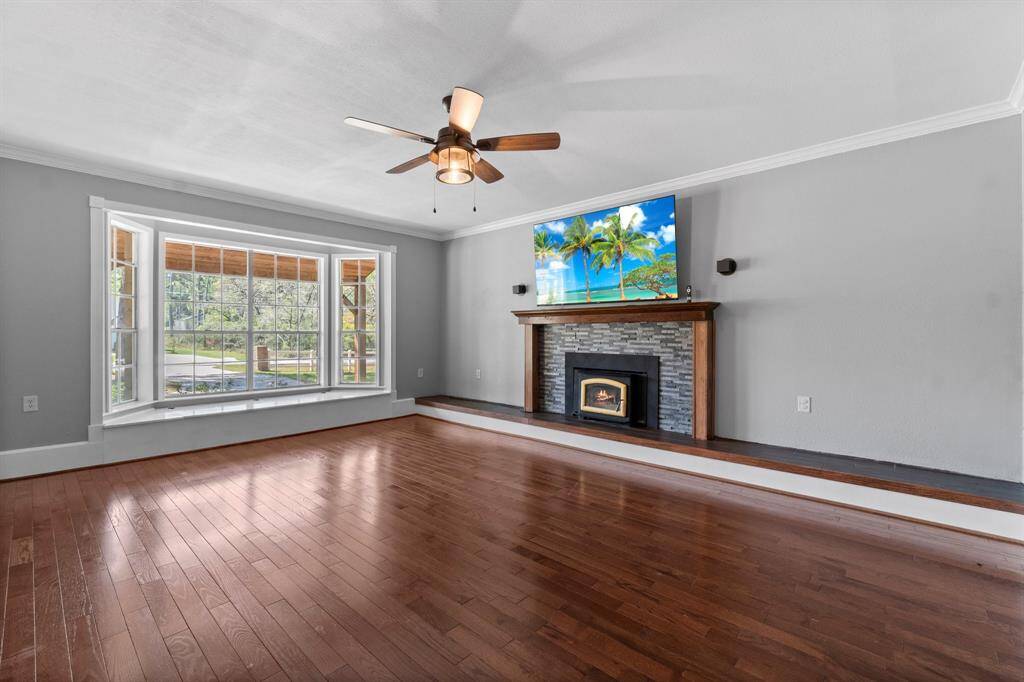Den with fireplace