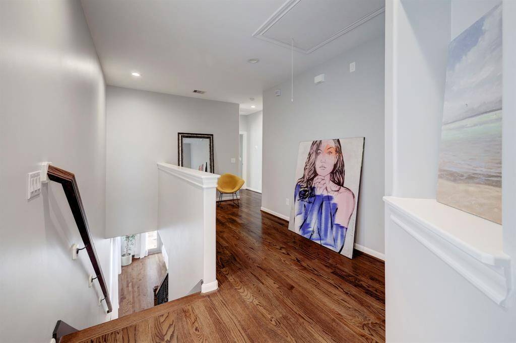 The hallway has space for a desk.