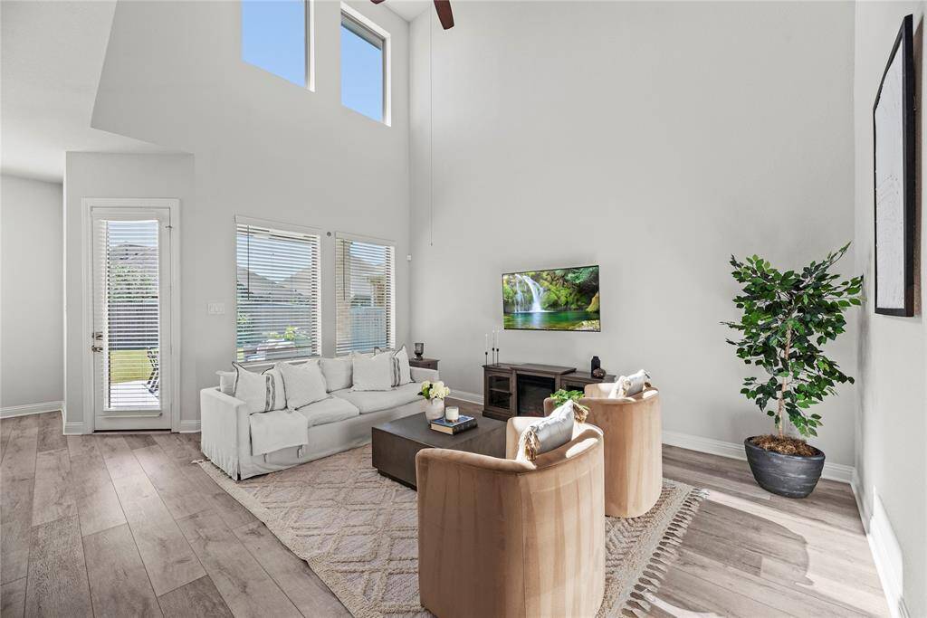 Living Area with glass French door to covered patio area