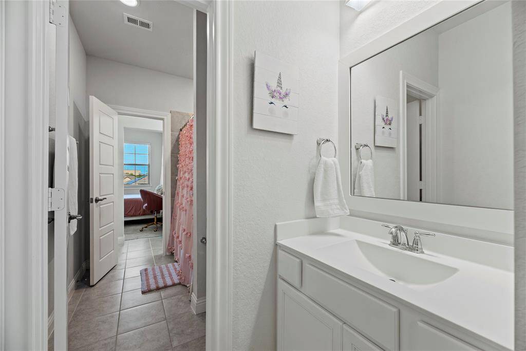 Each bathroom has a private sink area