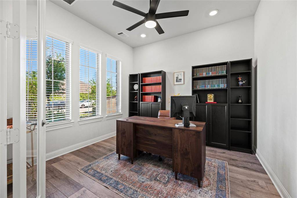 Private study with glass French doors