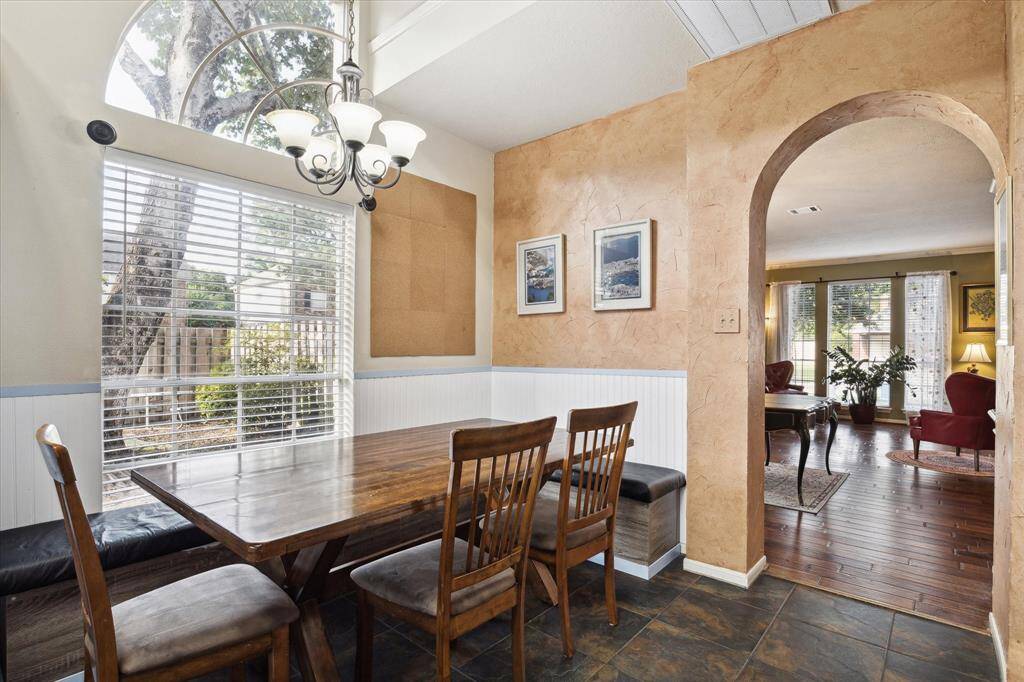 Yes, on top of a large formal dining area, you also have a large and welcoming "breakfast" area that is large enough to accommodate six people with built in bench seating, charmingly surrounding the window.